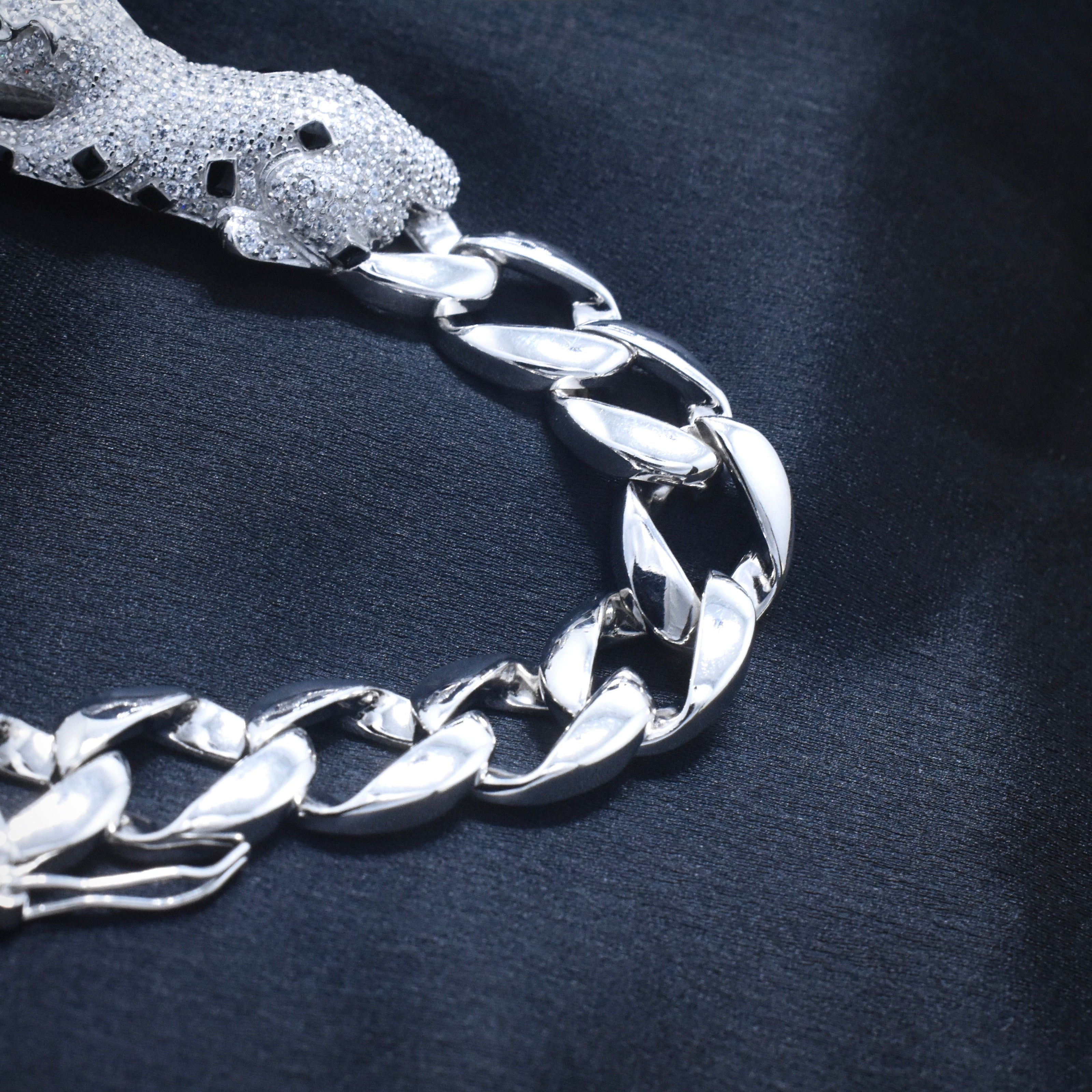 Tiger Motif Silver Bracelet