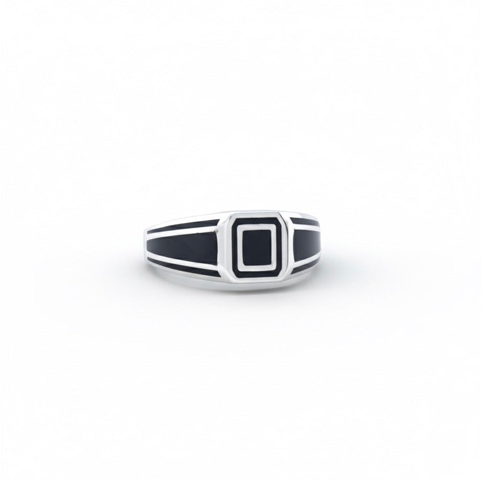 Silver Square Grid 925 Sterling Silver Ring