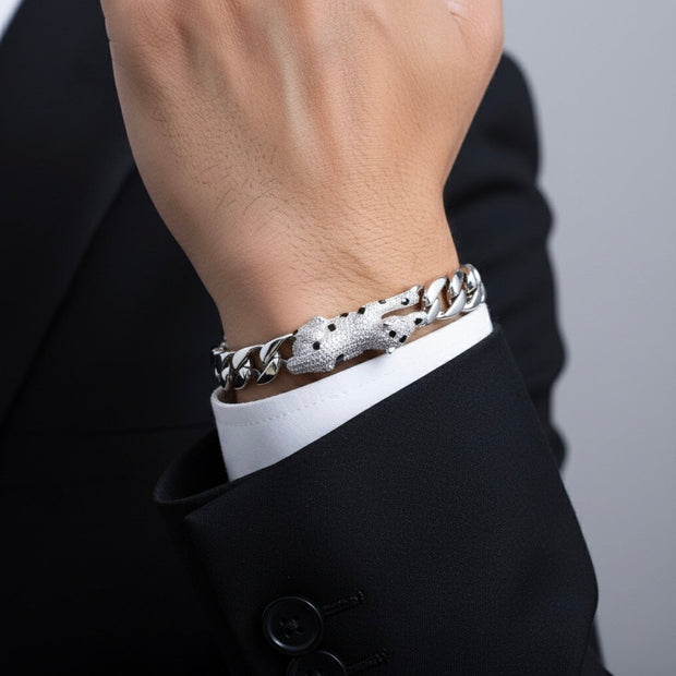 Tiger Motif Silver Bracelet