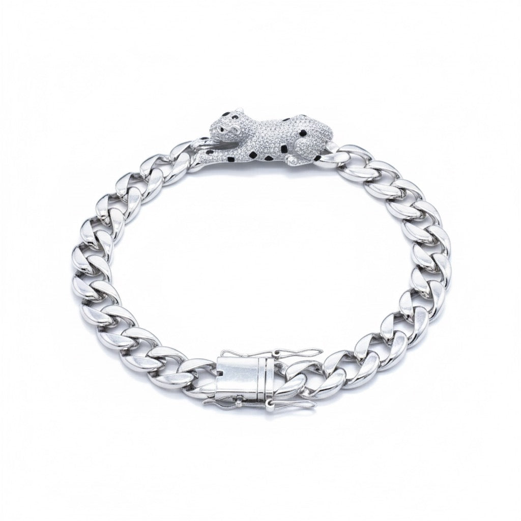Tiger Motif Silver Bracelet
