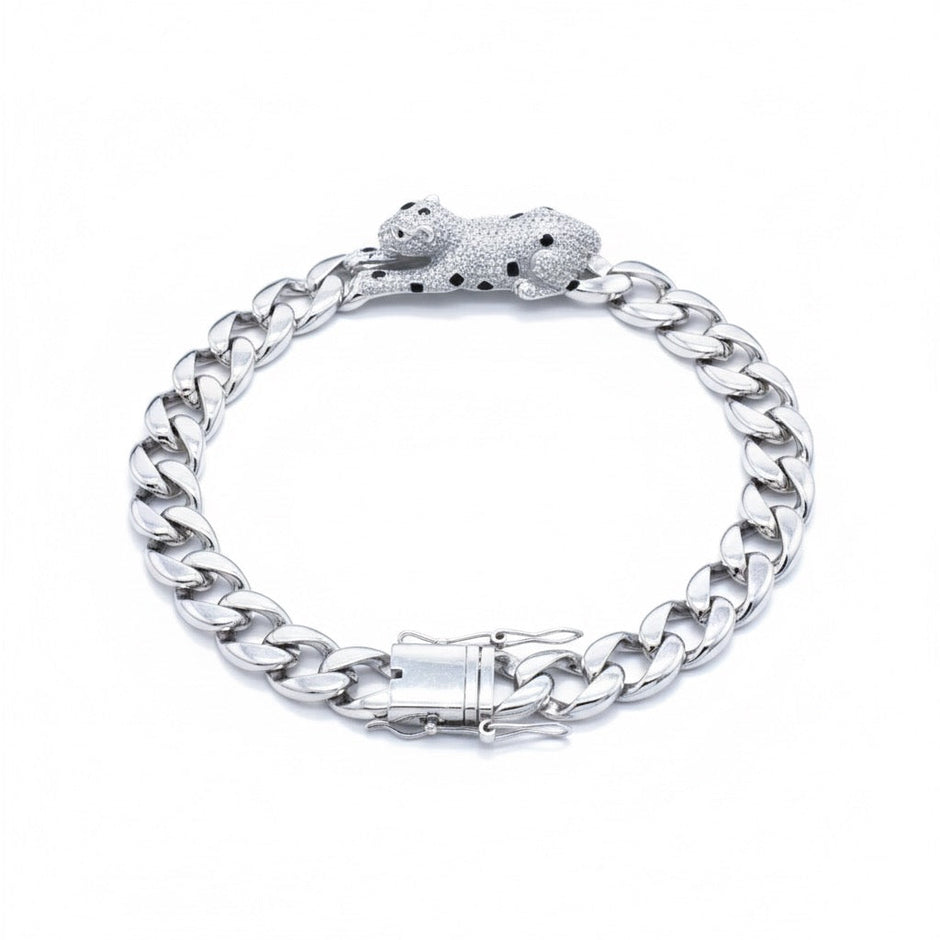 Tiger Motif Silver Bracelet