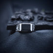 Silver Bold Black Cube Ring