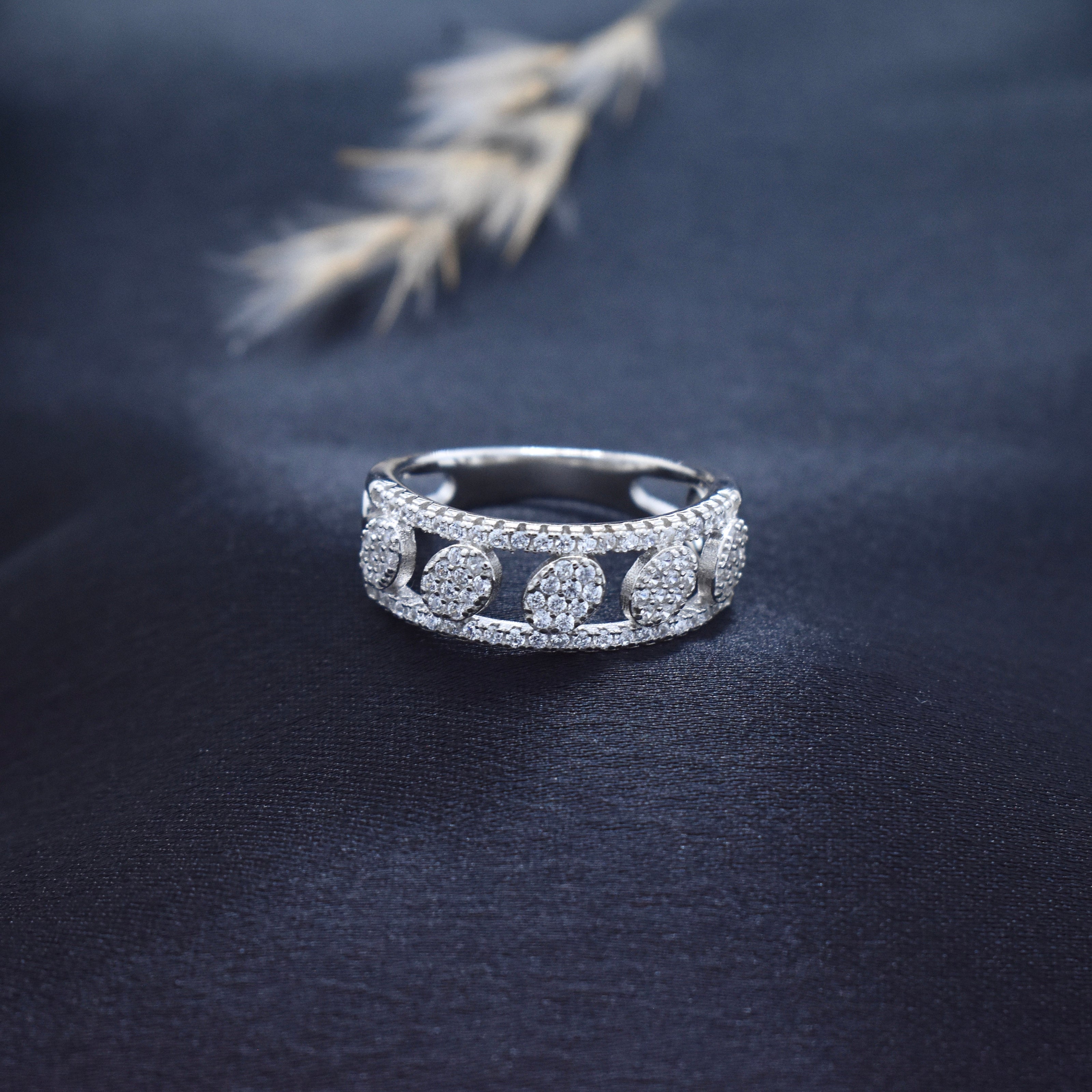 Silver Dual Texture Row Ring