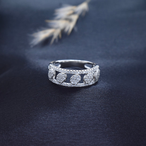 Silver Dual Texture Row Ring