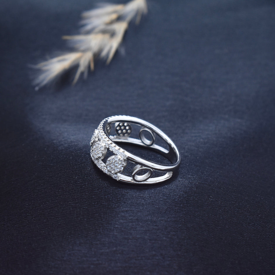 Silver Dual Texture Row Ring