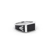 Silver Bold Black Cube Ring