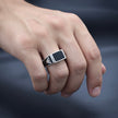 Silver Bold Black Cube Ring