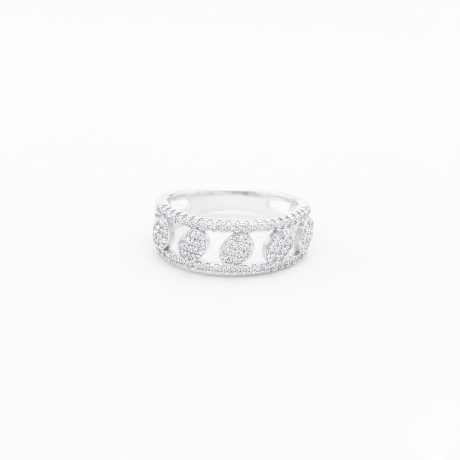Silver Dual Texture Row Ring
