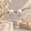 Heart Pearl Stud Earrings