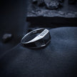 Wide Band Black Enamel Silver Ring