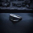 Wide Band Black Enamel Silver Ring