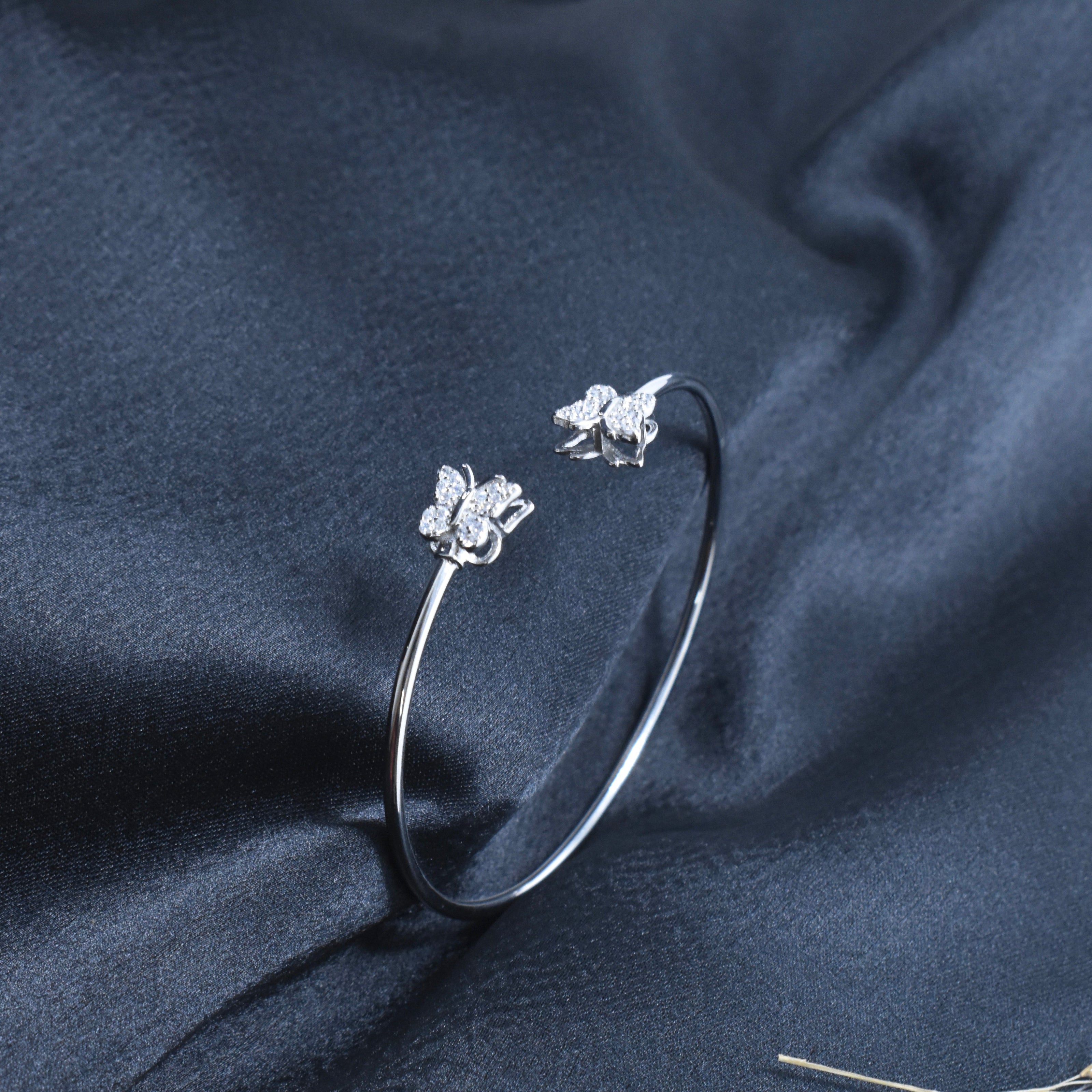 Sparkle Bloom Twin Silver Bracelet