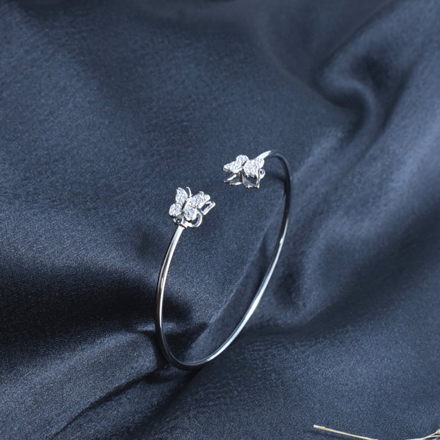 Sparkle Bloom Twin Silver Bracelet