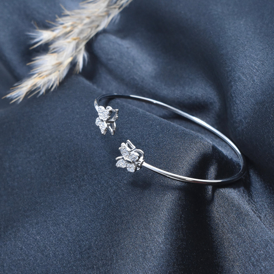 Sparkle Bloom Twin Silver Bracelet
