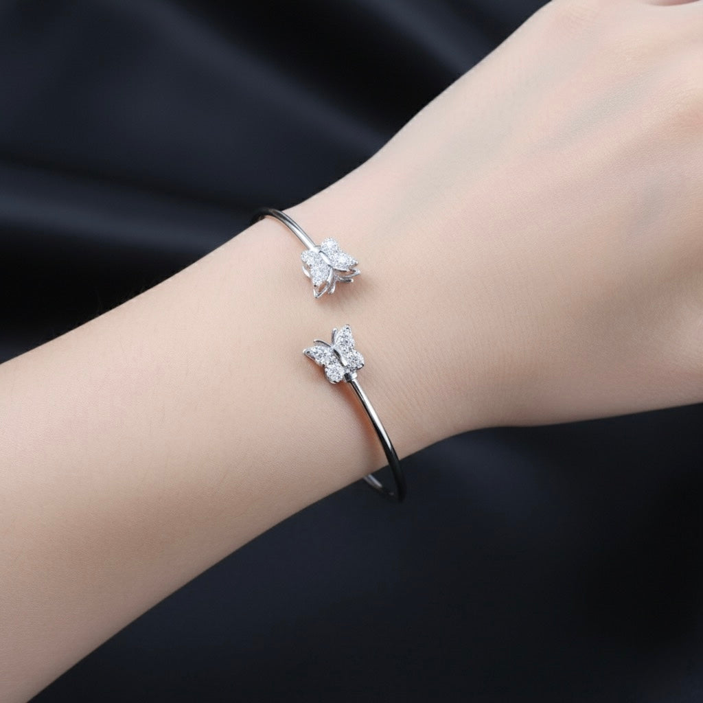 Graceful Butterfly Open Cuff Bracelet