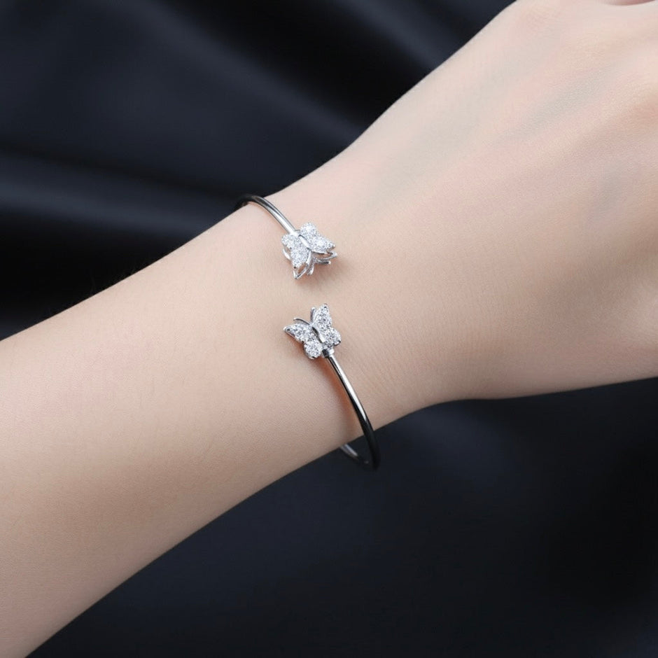 Sparkle Bloom Twin Silver Bracelet