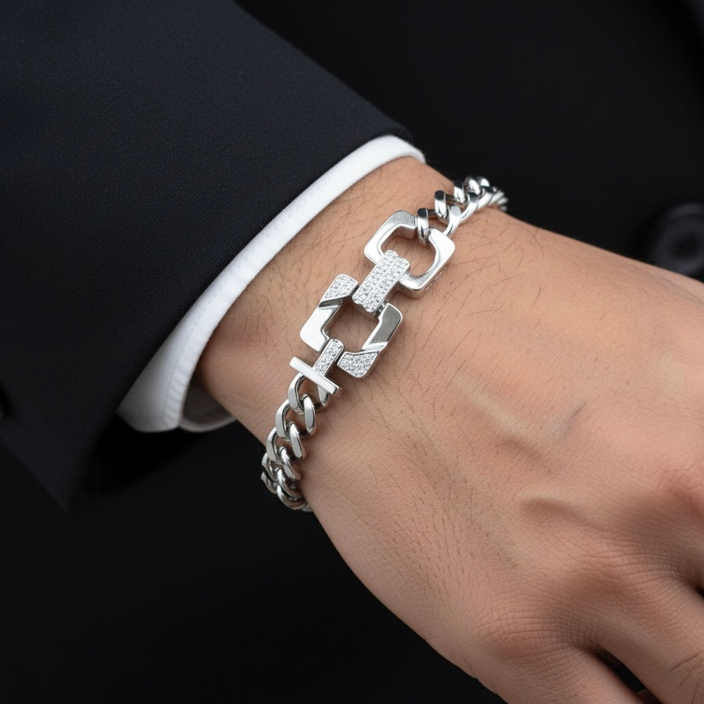 Square Link Silver Bracelet