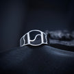 Silver Abstract Pattern Crest Ring