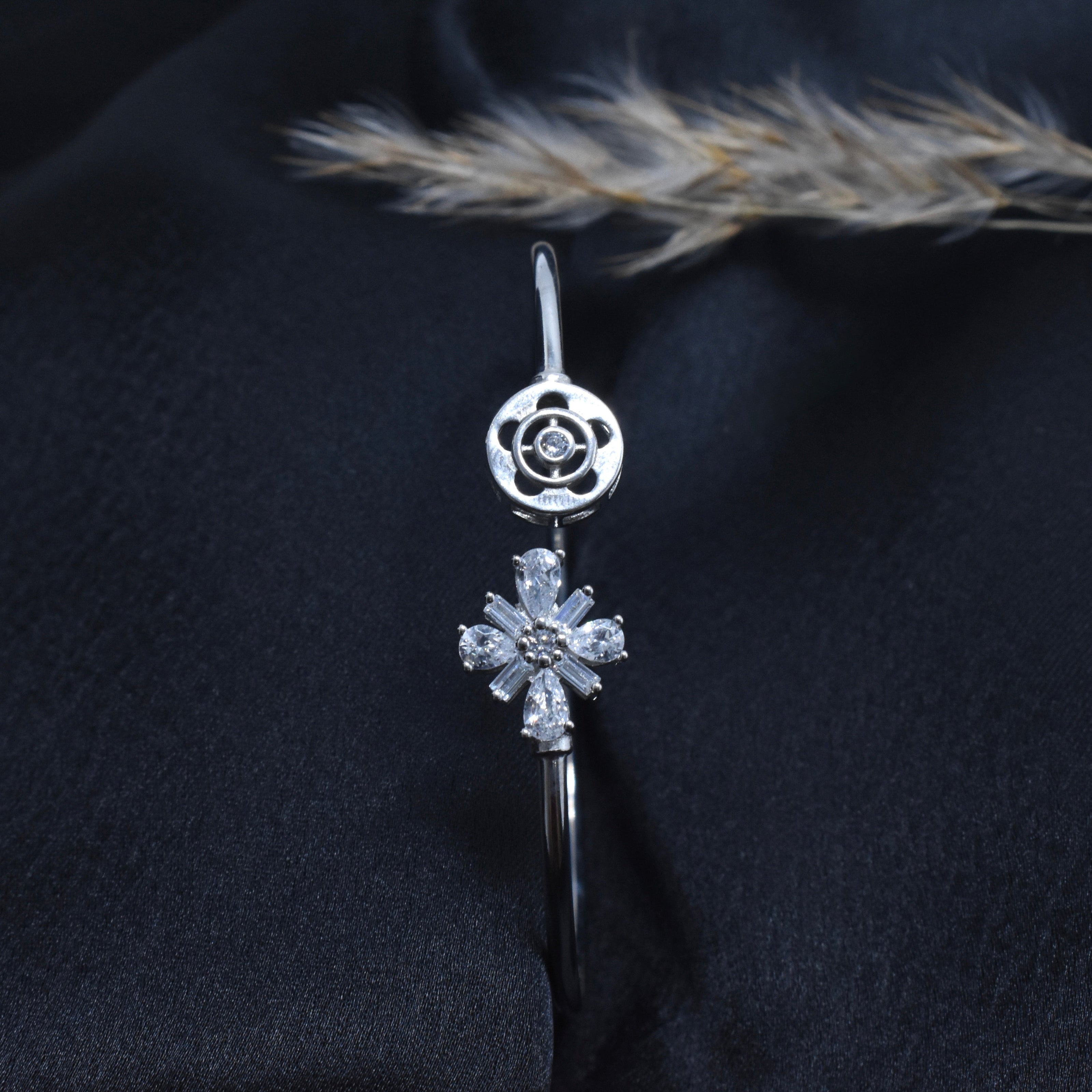 Snowburst Rose Silver Bracelet