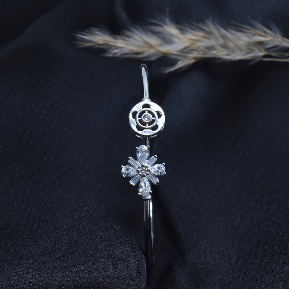 Snowburst Rose Silver Bracelet