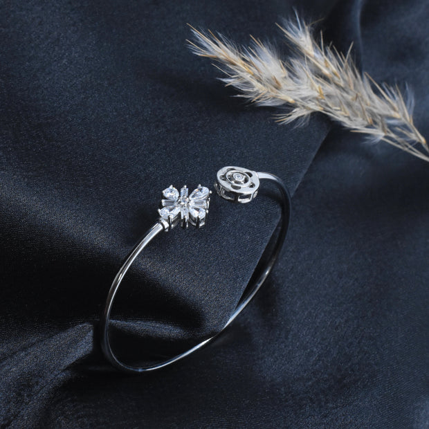 Snowburst Rose Silver Bracelet