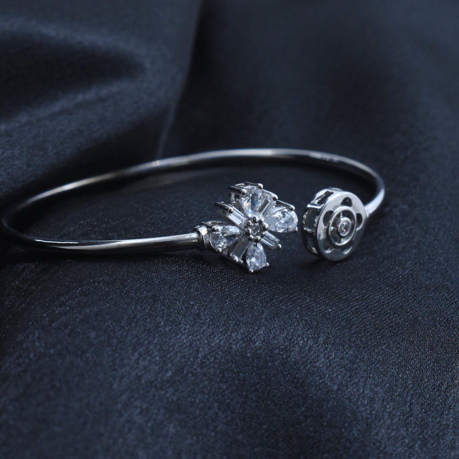 Snowburst Rose Silver Bracelet