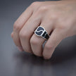 Silver Abstract Pattern Crest Ring