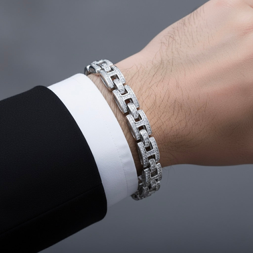 Bold Block Silver Bracelet