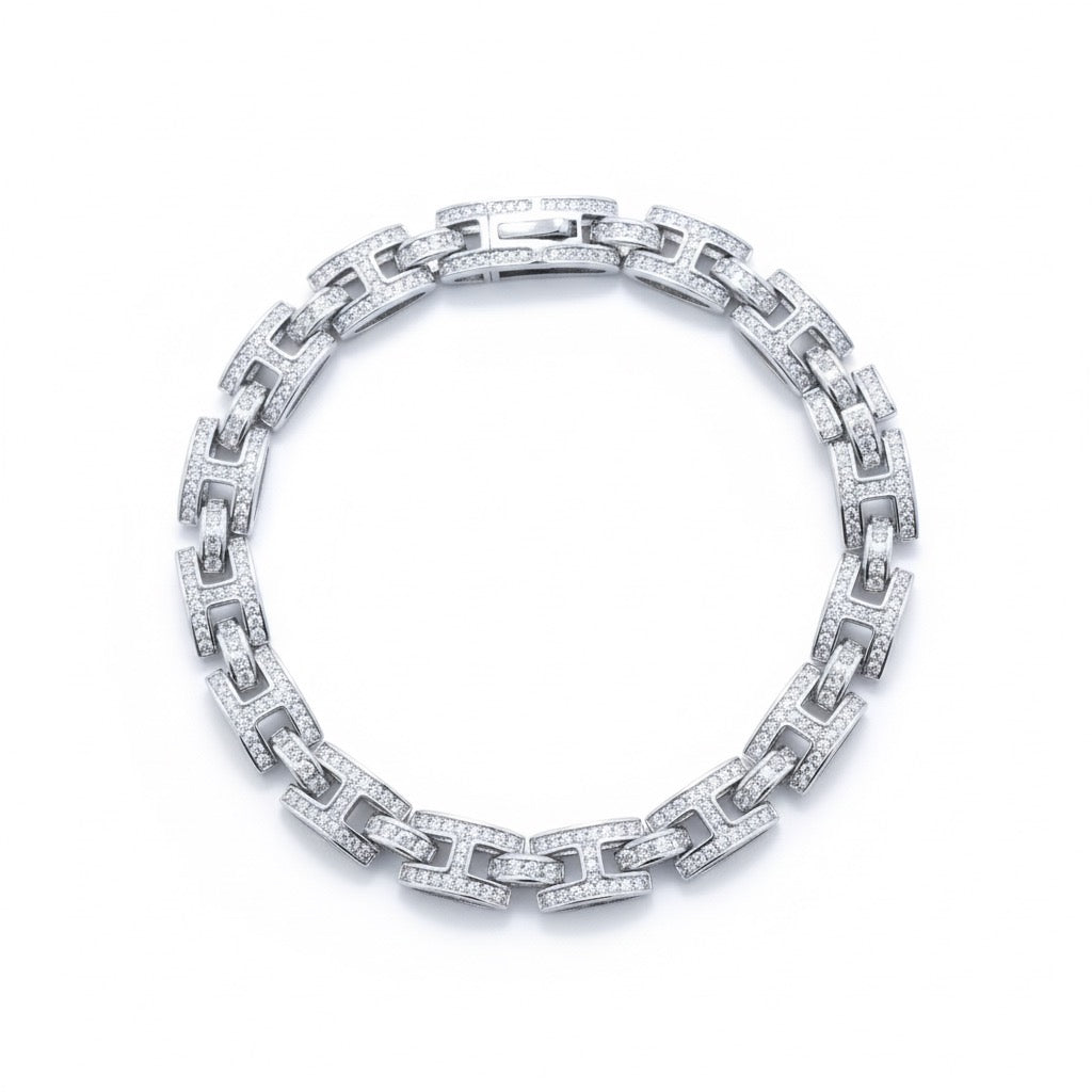 Bold Block Silver Bracelet