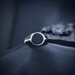 Round Black Enamel Signet Silver Ring