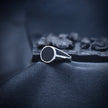 Round Black Enamel Signet Silver Ring