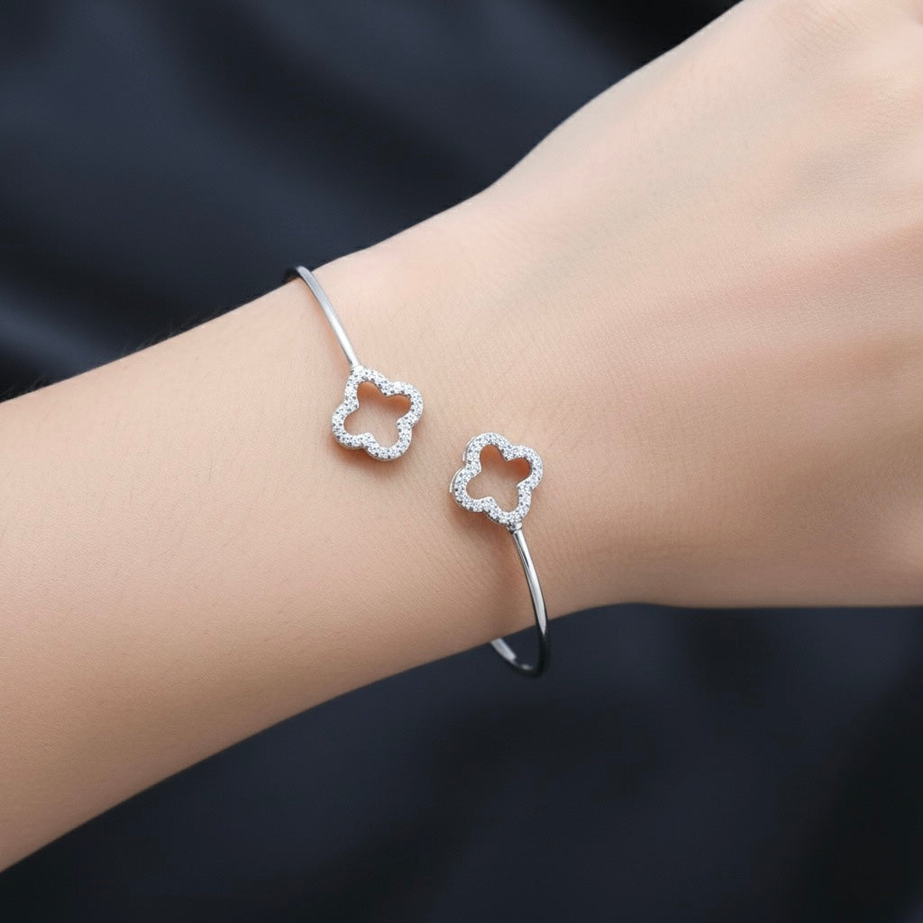 Quatrefoil Clover Open Cuff Bracelet