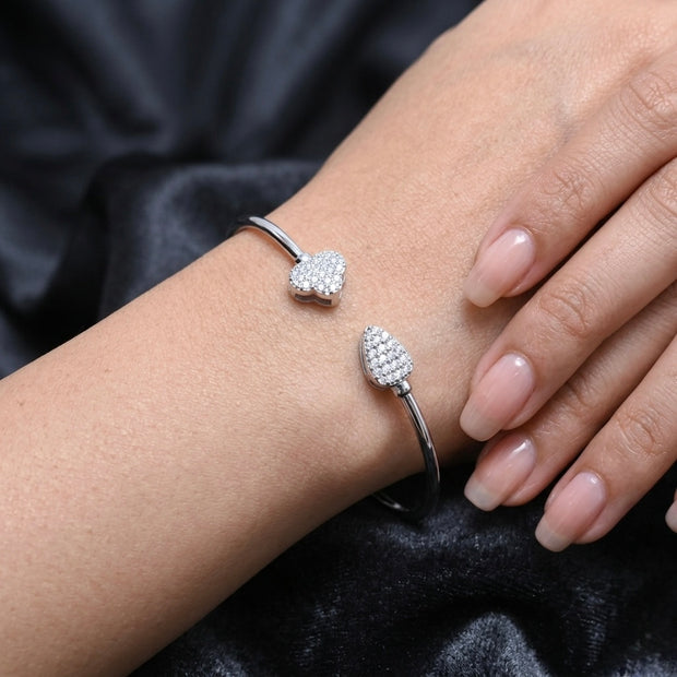 Romantic Shimmering Heart Open Bracelet