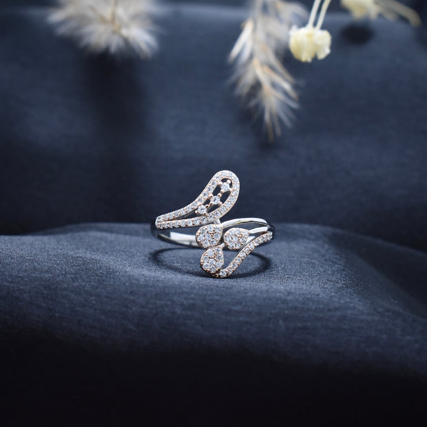 Silver Ribbon Curl Rhodium Ring
