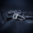 Silver Framed Square Crest Ring