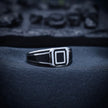 Silver Framed Square Crest Ring