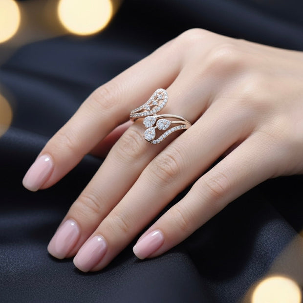 Silver Ribbon Curl Rhodium Ring