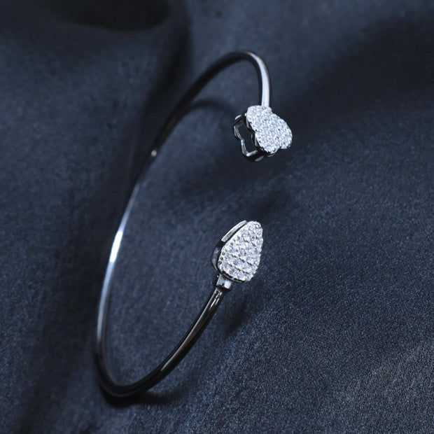 Petal Shimmer Open Silver Bracelet