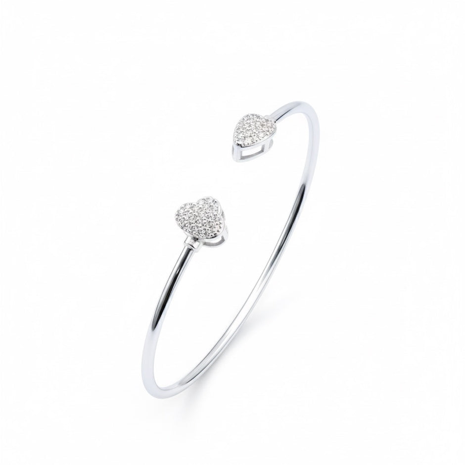 Romantic Shimmering Heart Open Bracelet