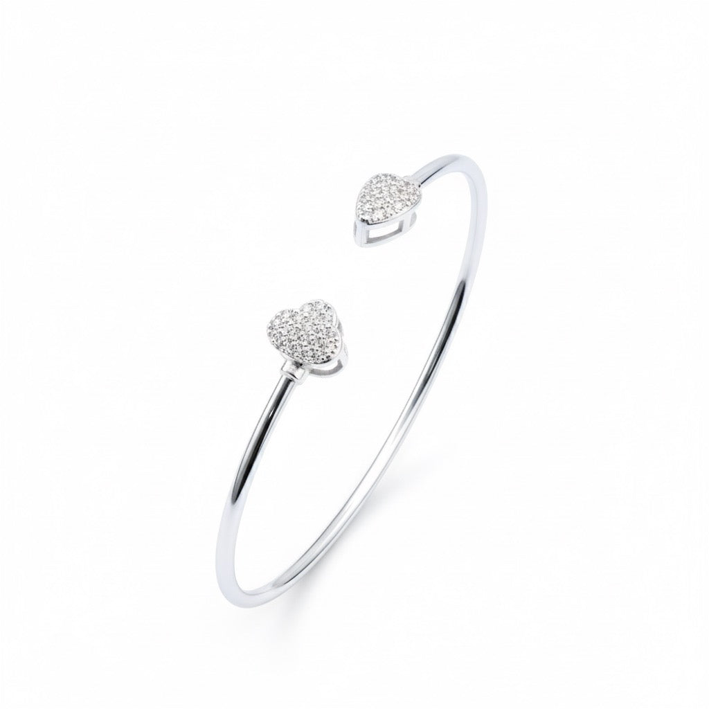 Petal Shimmer Open Silver Bracelet