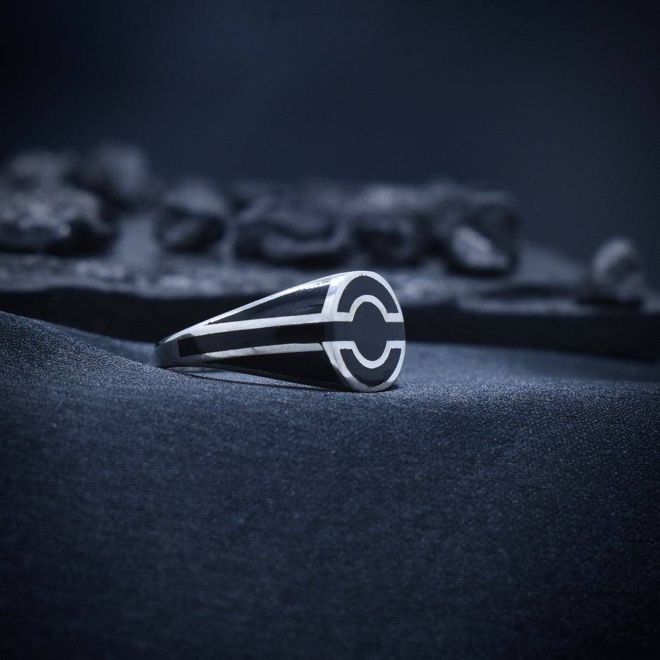 Circular Geometric Heritage Enamel Ring