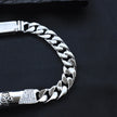 Om Symbol Curb Silver Bracelet