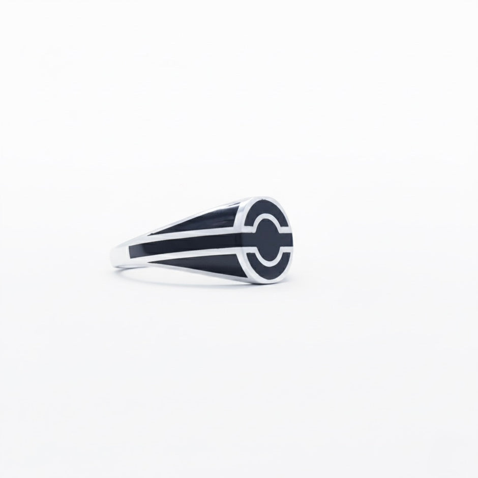 Circular Geometric Heritage Enamel Ring