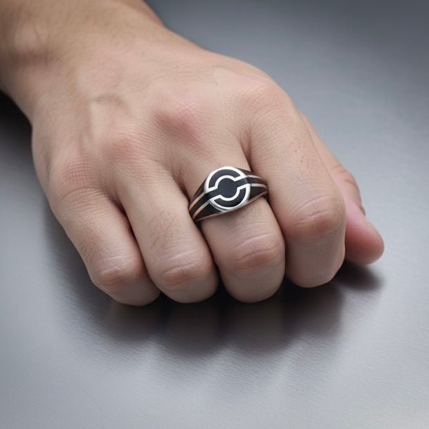 Circular Geometric Heritage Enamel Ring