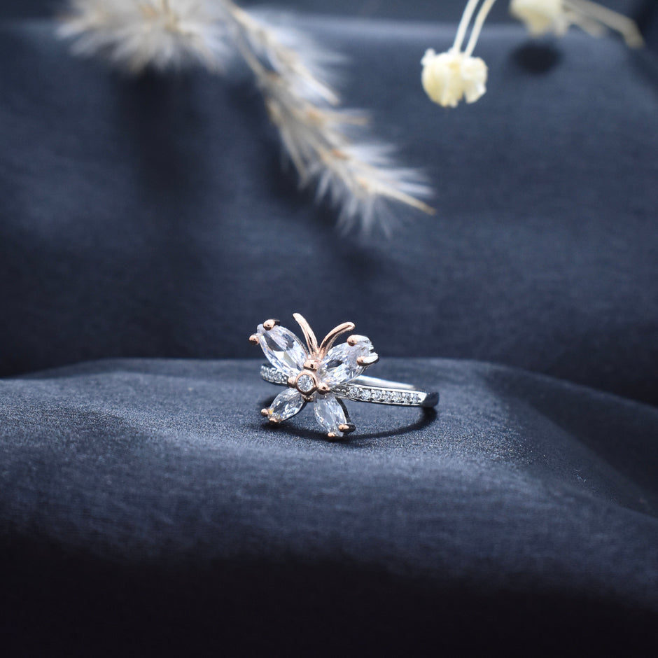 Silver Floral Shine Rhodium Ring