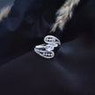 Silver Sparkle Leaf Ring