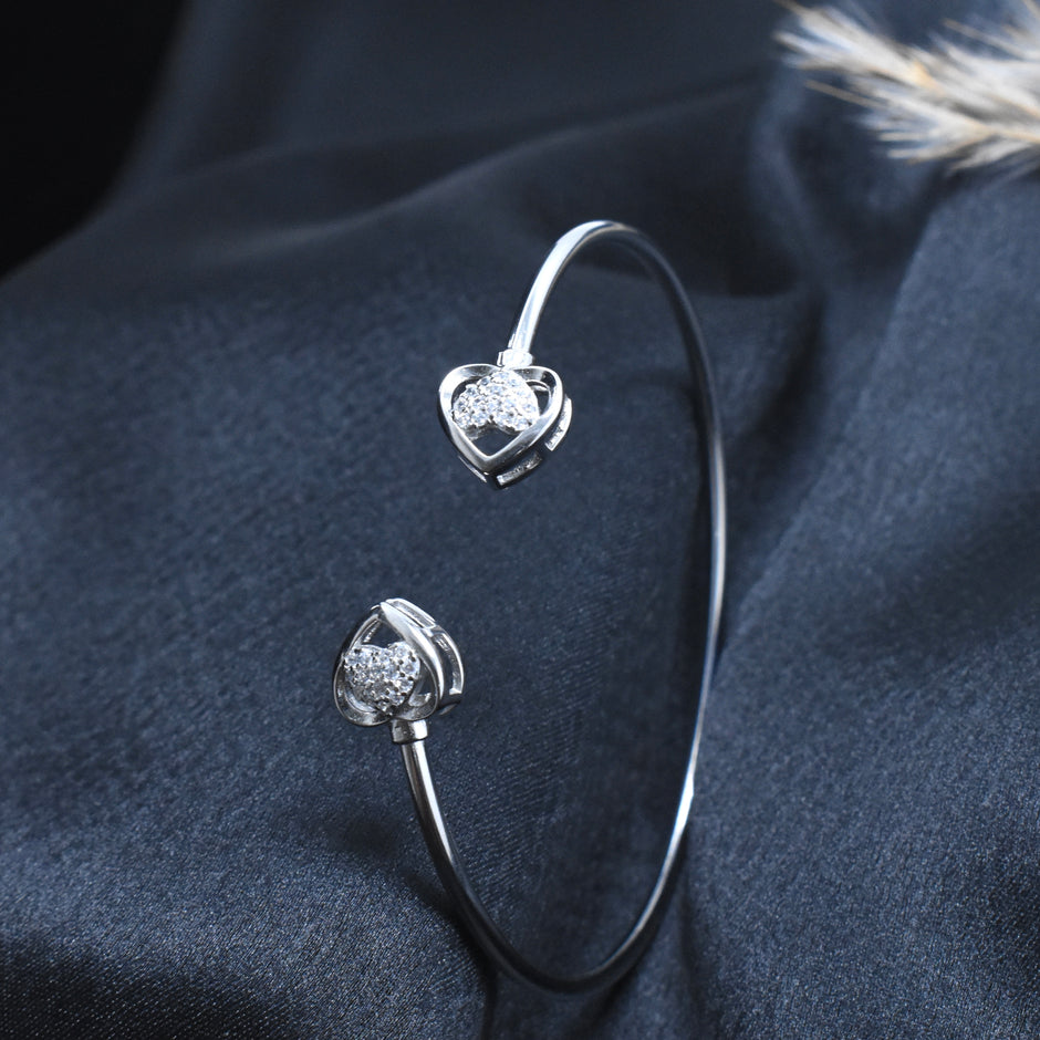 Hollow Heart Shimmering Open Bracelet