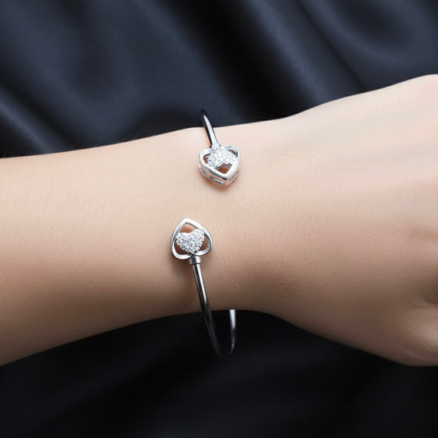 Hollow Heart Shimmering Open Bracelet
