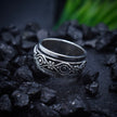 Tribal Engraved Wide Silver Band