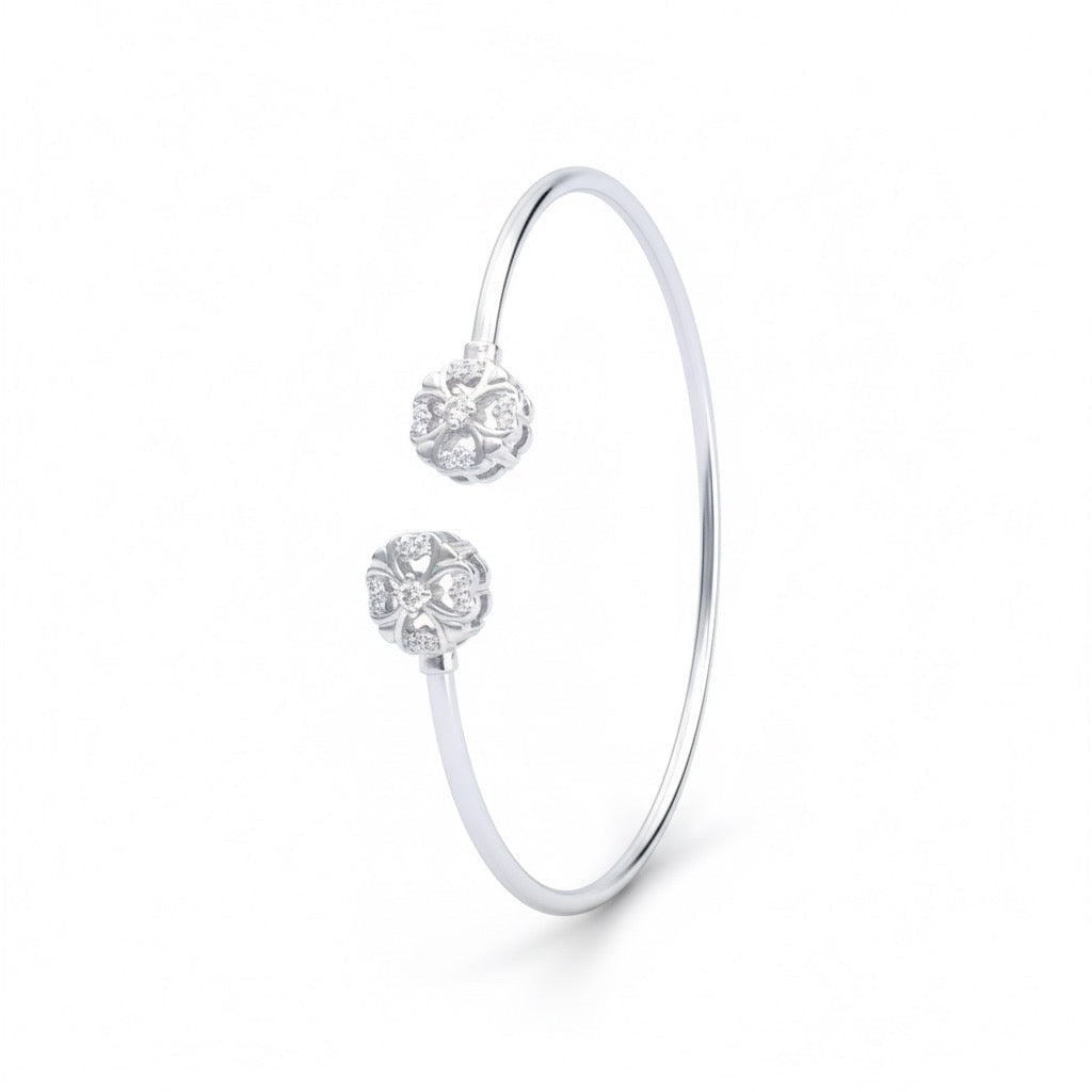 Filigree Crown Flower Silver Bracelet